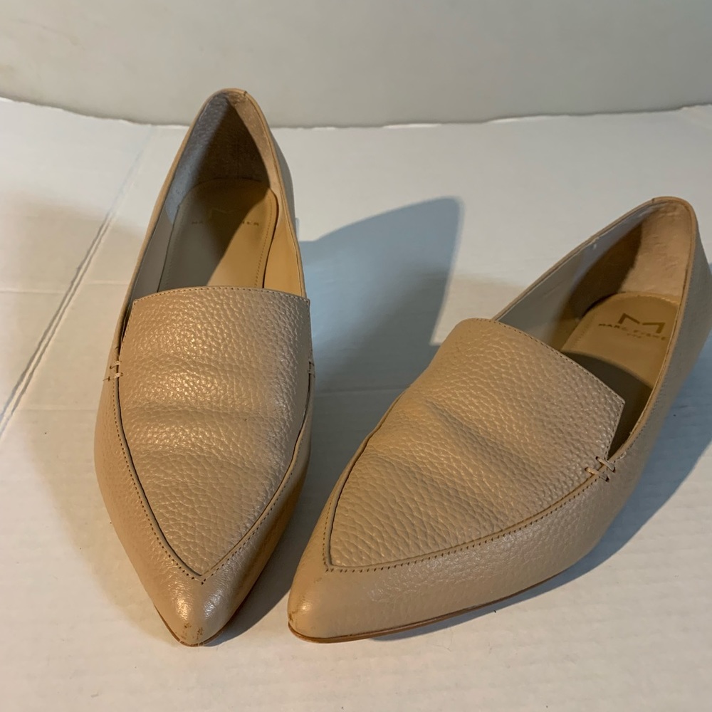 Marc Fisher Beige Pointed Toe Leather Loafers